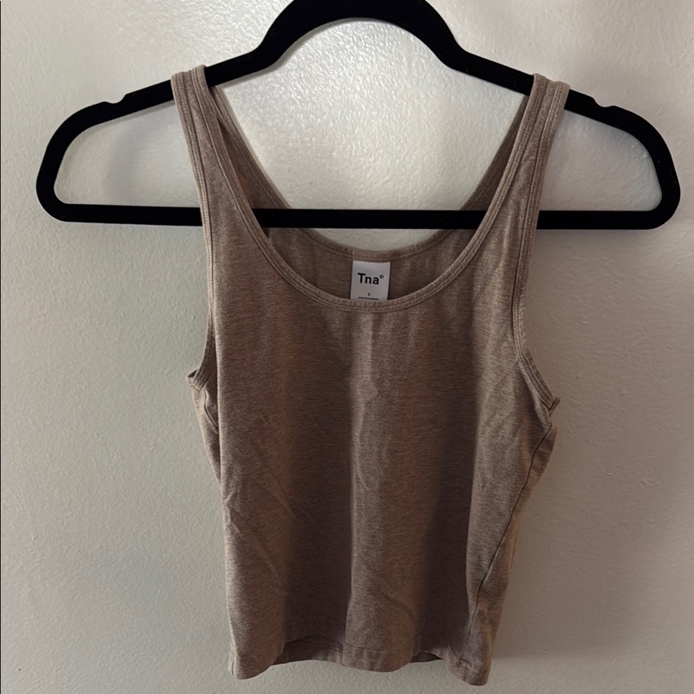 TNA Brown Fitted Crop Tank Top